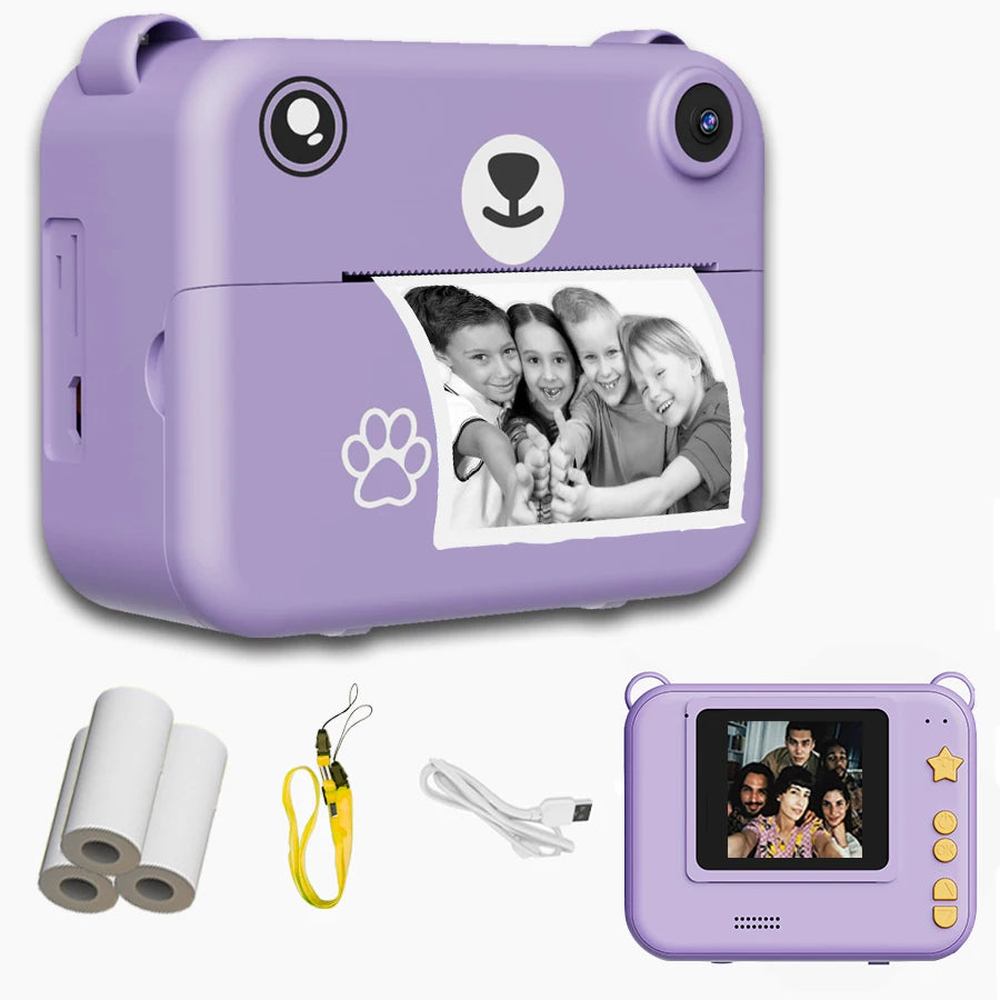 Caméra photo instantanée violette pour enfant
